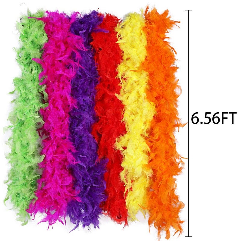 Max Fun باقة ماكس فن 6 قطع من ريش البوا لحفلات البالغين بألوان متنوعة بطول 6.6 قدم زينة ماردى غرا لملابس النساء والفتيات - Image 2